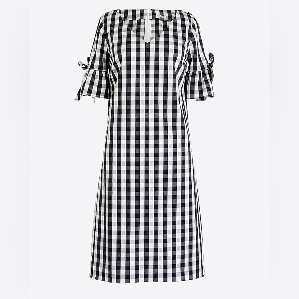 J.Crew Gingham Tie-Sleeve Dress